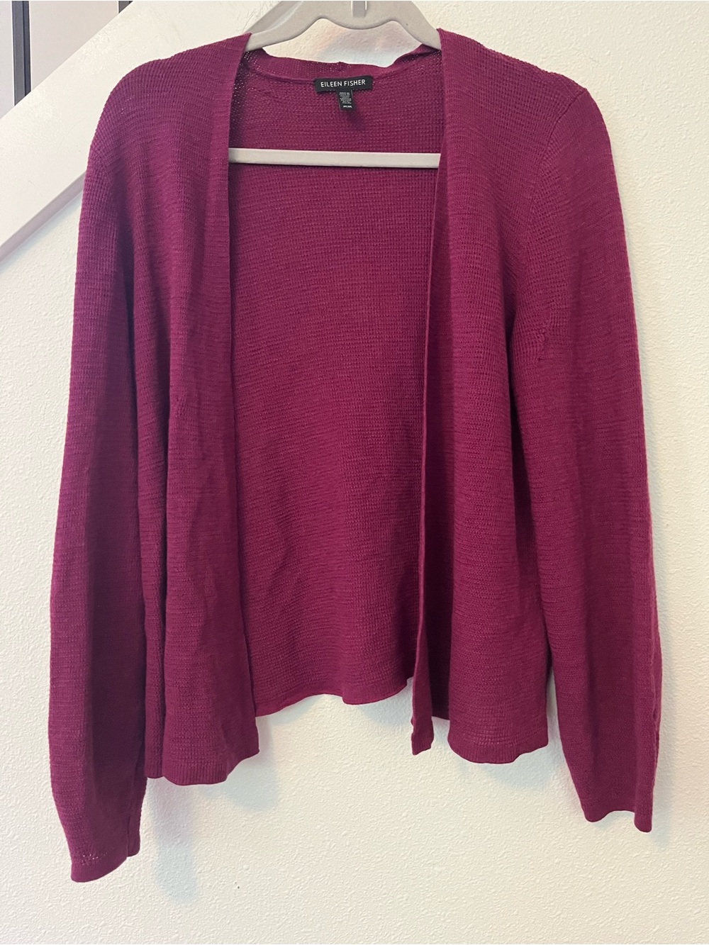 Eileen Fisher Open-Front Cardigan in Berry Plum
